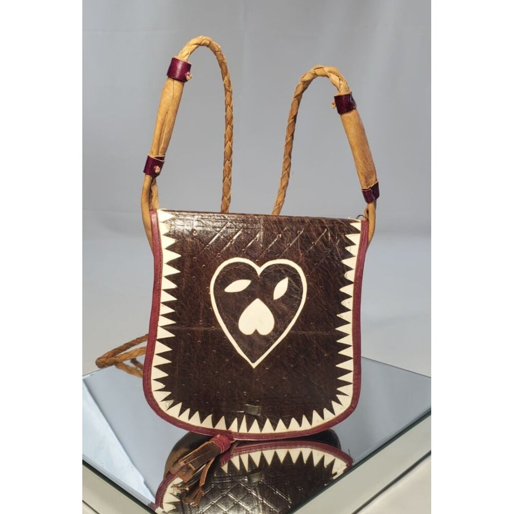 Vintage Handcrafted Leather Crossbody Purse Shoulder Bag